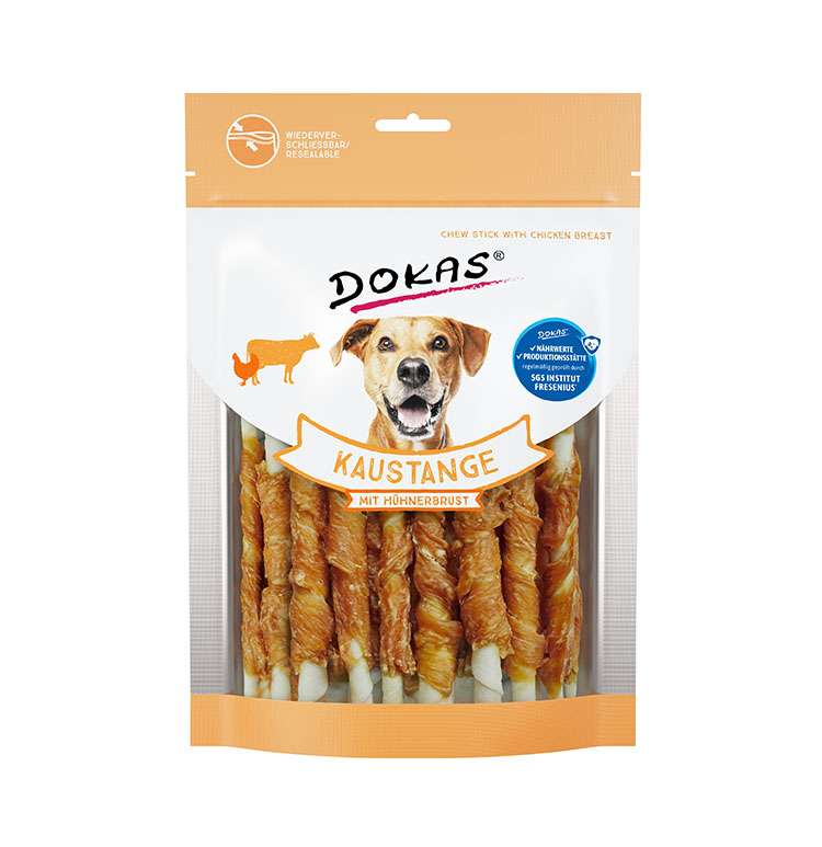 Hundekaustangen mit Hähnchenbrust, Marke Dokas. Kaustange.