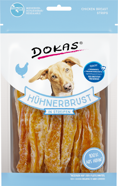 Dokas Hähnchenbruststreifen Hundeleckerlis; 100 % Hähnchen