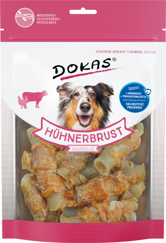Dokas Chicken Breast Chewing Rolls Hundeleckerlis im Beutel. Hühnerbrust Kaurolle.