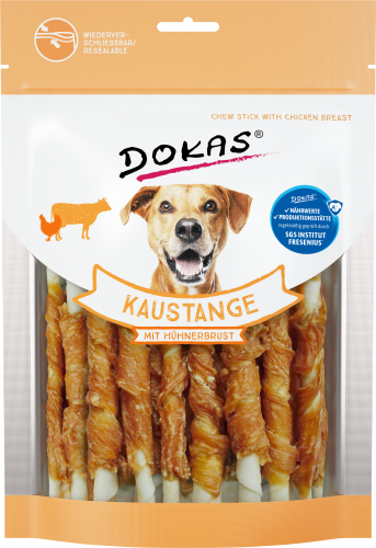 Dokas Hähnchenbrust-Kausticks für Hunde, wiederverschließbarer Beutel