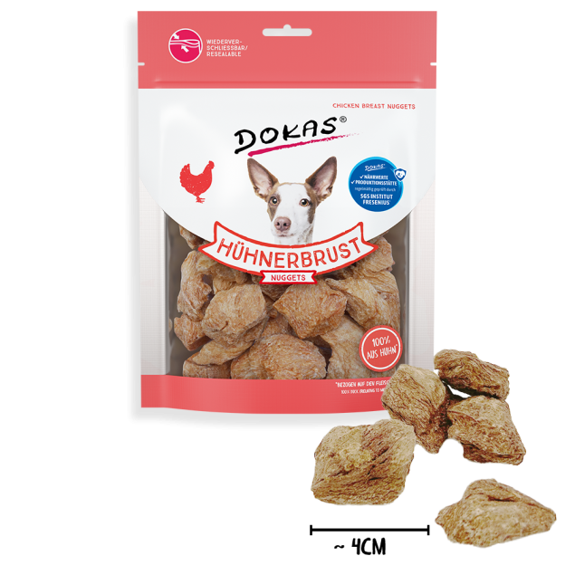 Dokas Hähnchenbrust-Nuggets für Hunde; 100 % Hähnchen