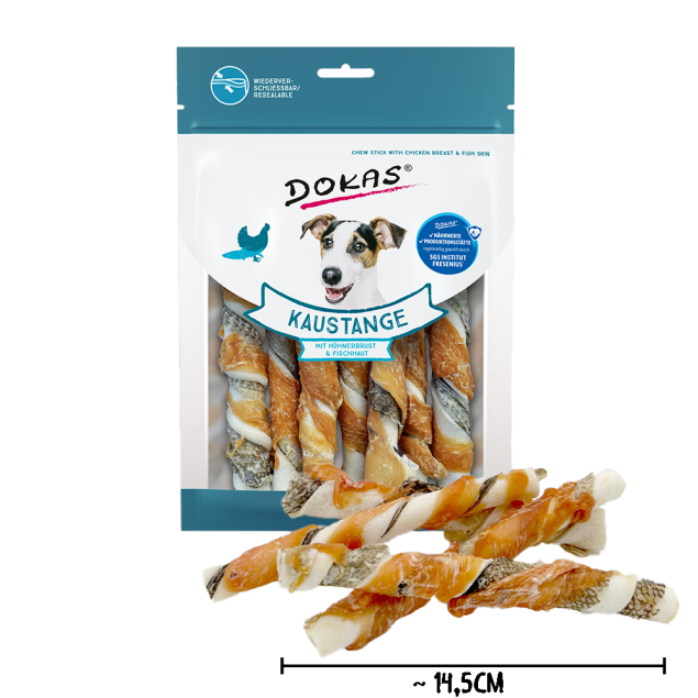 Dokas Kaustange Hundekausnacks mit Huhn & Fisch: 14,5cm