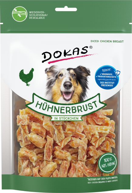 Hundesnack-Verpackung für gewürfelte Hähnchenbrust-Leckerlis
