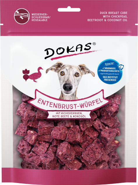 Dokas Entenbrustwürfel Hundeleckerlis mit Kichererbsen, Roter Bete & Kokosöl