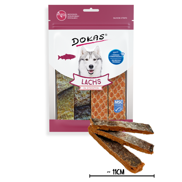 Dokas Lachs in Streifen Hundeleckerlis; Lachsstreifen, MSC-zertifiziert