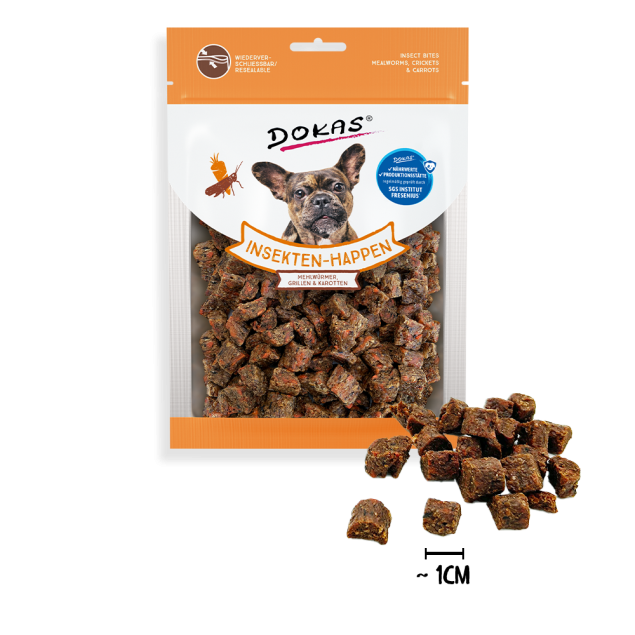 Dokas Insektenleckerlis für Hunde: Mehlwürmer, Grillen & Karotten