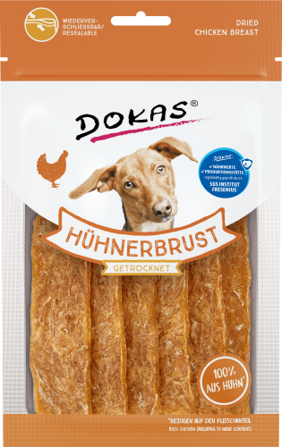 Dokas getrocknete Hühnerbrust-Hundesnacks; 100 % Huhn