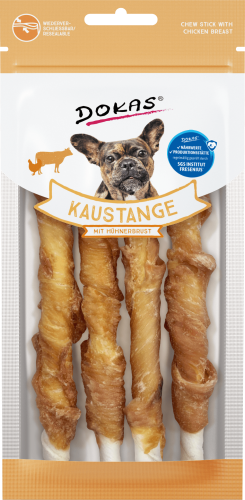 Dokas Hähnchenbrust-Kausticks für Hunde. Wiederverschließbarer Beutel.