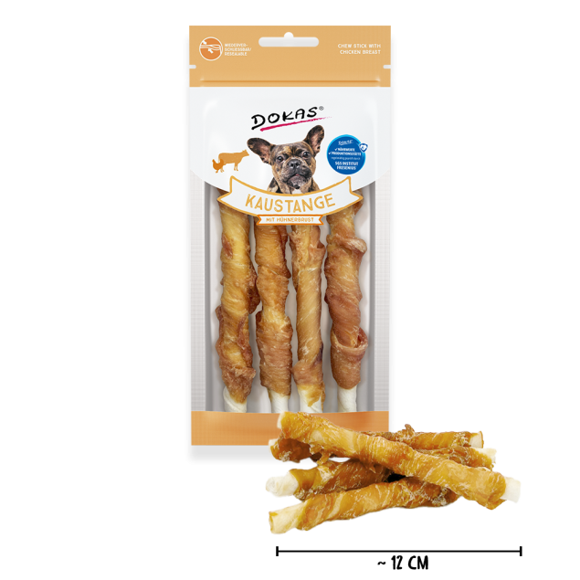 Dokas Kaustange Hundekausnacks mit Hähnchenbrust, 4 Stangen, ~12cm