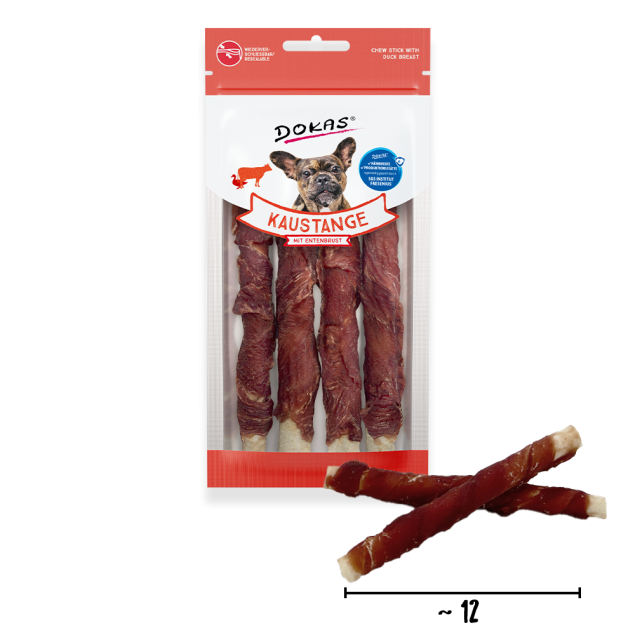 Dokas Kaustange Hundekausnacks mit Entenbrust, 12cm lang.