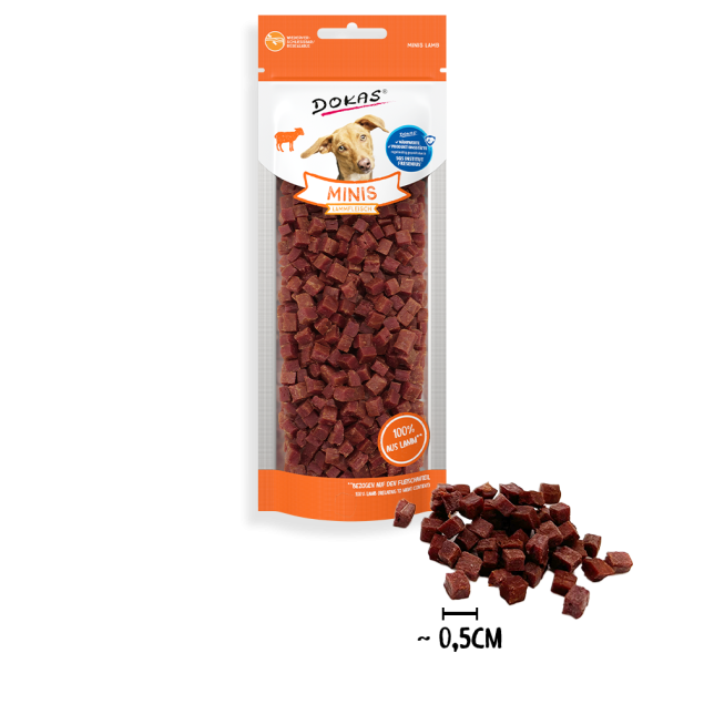Dokas Minis Lamm Hundeleckerlis; 100% Lamm, kleine Würfel