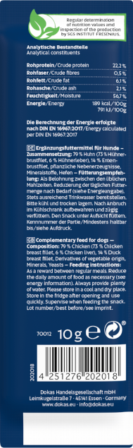 Dokas 10g Hühnchen-Rolle mit Ente Hundeleckerli-Paket