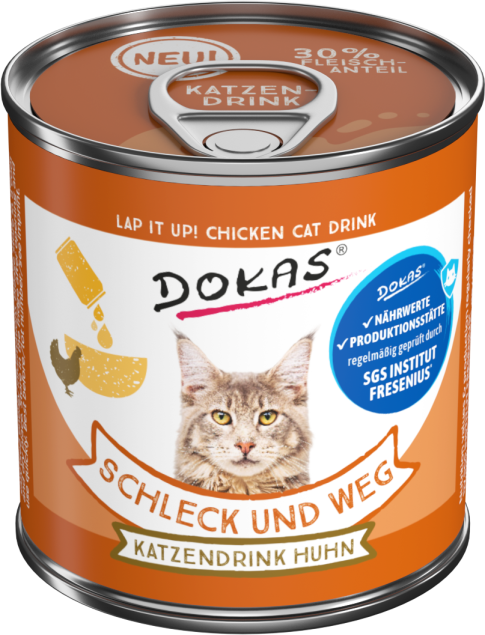 Dokas Schleck und Weg Huhn Katzentrinkdose. 30 % Fleisch.