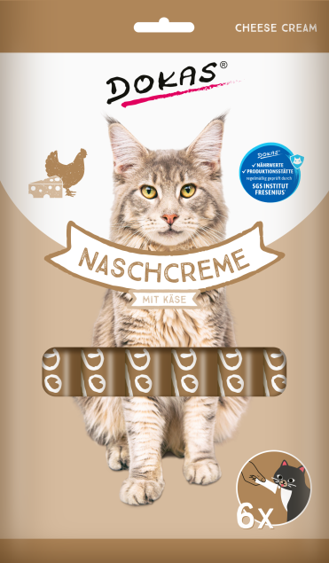 Dokas Nasch-Creme Katzenleckerlis mit Käse, 6 Tuben