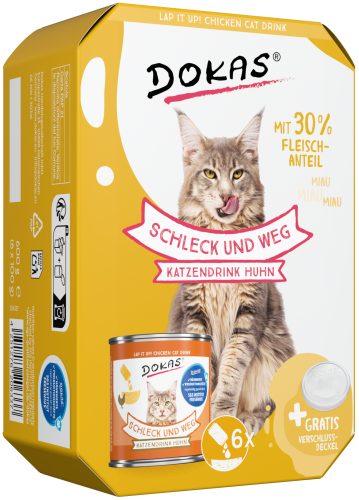 Schleck und weg Katzendrink im 6er Pack, 600g – Produktverpackung Vorderseite schräg