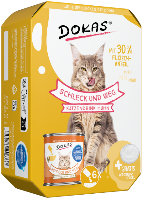 Schleck und weg Katzendrink im 6er Pack, 600g – Produktverpackung Vorderseite schräg